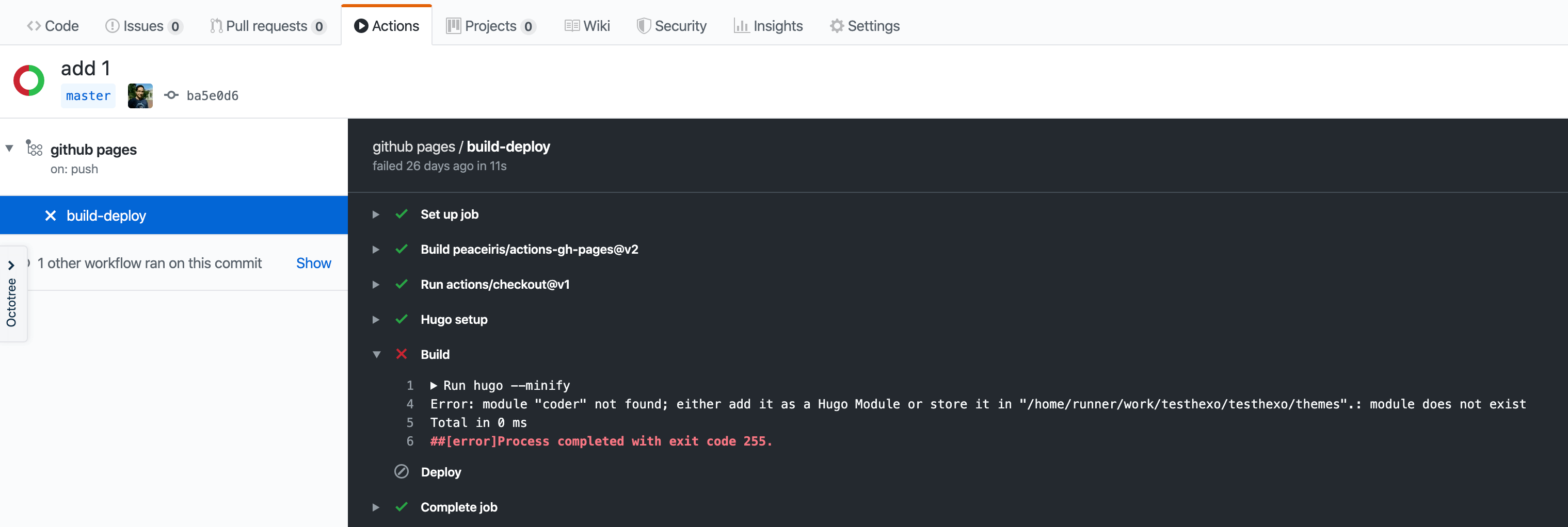 github build failed